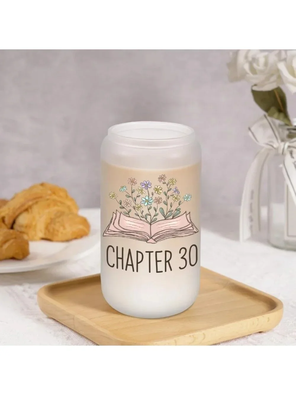 30th Birthday Glass Cup - Cute Gift for Her, Turning 30, 16 oz Coffee Tumbler
